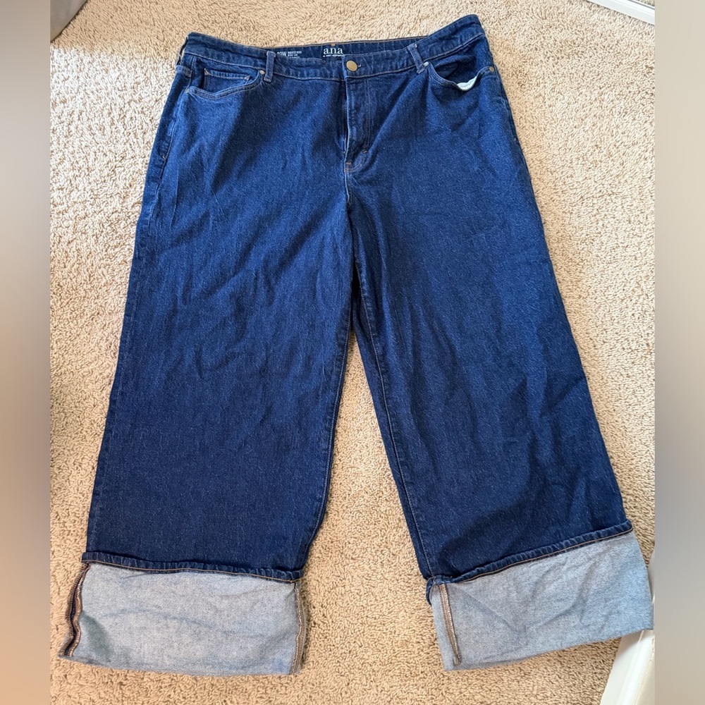 A.N.A Wide-Leg Dark Blue Women's Jeans